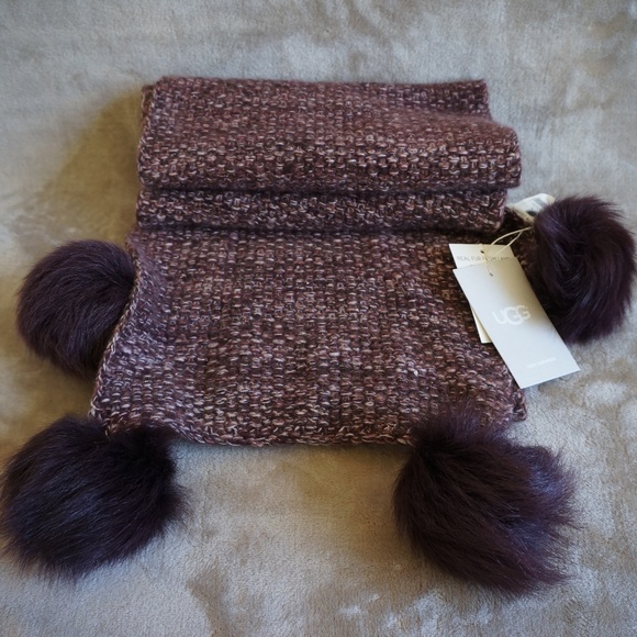 UGG QUATRO POM POM CASHMERE SCARF, 10" x 68" LONG - Picture 5 of 8